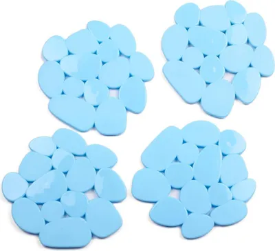 Produktbild von MSV Duschmatte Badematte Badewanneneinlage Anti Rutsch Pads "Kieselstein" - 4 Stück - antibakteriell rutschfest mit Saugnäpfen - Hellblau - ca. 13 x 11 cm