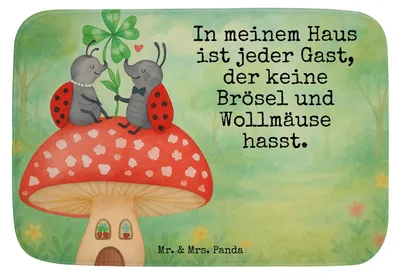 Produktbild von Mr. & Mrs. Panda duschmatte Marienkäfer Fliegenpilz Design - Weiß - Geschenk, Duschvorleger, Zuhause, Badematte, Badvorleger, Haus, Badteppich, Fleigenpilzhaus, Wohnung