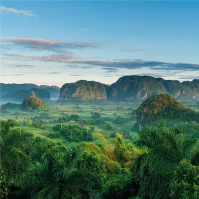 Produktbild von Fototapete 101171 Vliestapete Natur Landschaft 837 x 280 cm Rasch Selection Blau Grün