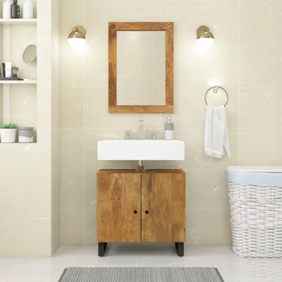 Image de Maison Exclusive - Ensemble de meubles de salle de bains 2 pièces en bois massif de manguier