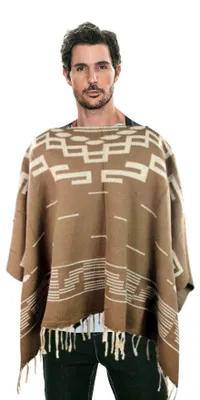 Imagen del producto de Traje de vaquero con poncho al estilo Clint Eastwood, réplica, con bordados, color blanco