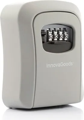 Obrázek produktu pro InnovaGoods – Všestranná venkovní schránka na klíče z hliníku a zinku, vodotěsná, odolná nárazům, s 4-číselným zámkem, šedá, standardní