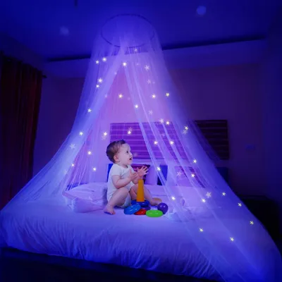 Produktbild von Moskitonetz mit leuchtenden Sternen Sterne Leuchtbett Baldachin Kuppel Anti-Moskito-Bett Baldachin Für Baby, Kinder, Mädchen oder Erwachsene Bett