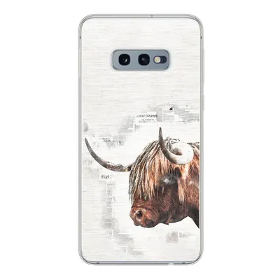 Produktbild von MuchoWow® Handyhülle Schutzhülle Hülle für Samsung Galaxy S10e Scottish Highlander - Tiere - Zeitungspapier Silikon Softcase Handy Hülle - Handy