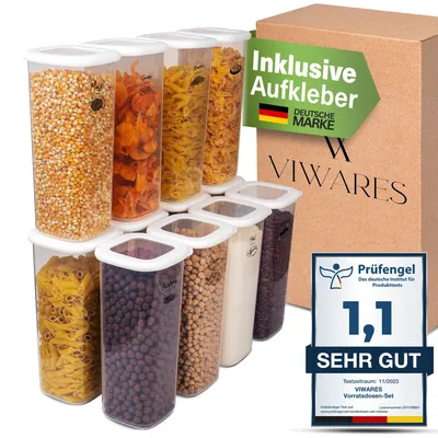 Image de Boîtes de conservation Viware avec couvercle hermétique, lot de 12 récipients de conservation sans BPA, boîtes de conservation pour céréales, farine, cuisine, organiseur pratique pour cuisine, boîtes de conservation pour aliments