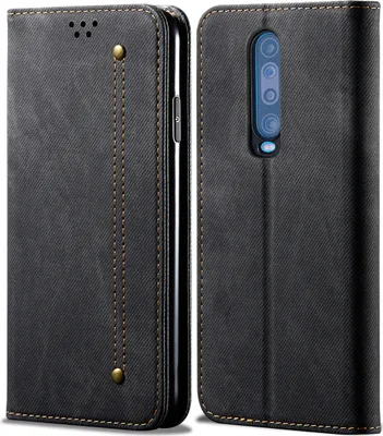 Produktbild von Xiaomi Poco X2 Hülle, LaimTop Denim Leder Brieftasche Magnetverschluss Flip Bookstyle Schutzhülle mit Standfunktion für Xiaomi Poco X2 Xiaomi Poco X2 Schwarz
