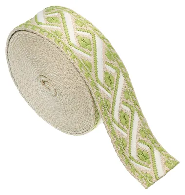 Kattunband 4,75 m, 38 mm, Jacquard, Khaki-Hellgrün
