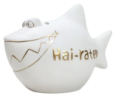 Produktbild von KCG 101573 Spardose Hai "Hai-Raten" Keramik weiß groß