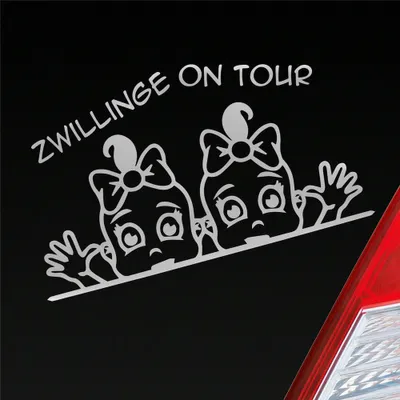 Produktbild von Auto Aufkleber Zwillinge on Tour Board Baby Mädchen 19x11 cm Silber Sticker Heckscheibenaufkleber