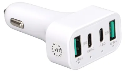 Produktbild von 4-Port-Autoladegerät 40 W Schnelllade-Zigarettenanzünder-Adapter mit LED für jedes Fahrzeug DC12V-24V