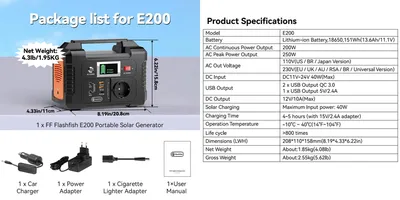 Produktbild von Tragbare Powerstation - E200 Solargenerator - 200 W Wechselrichter - 151 Wh Li-Ion Akku - 230 V AC, EU-Stecker - DC/USB-Ausgänge