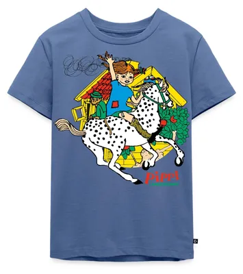 Produktbild von Spreadshirt Pippi Langstrumpf Herr Nilsson Und Kleiner Onkel Kinder Premium T-Shirt, 134/140 (8 Jahre), Taubenblau