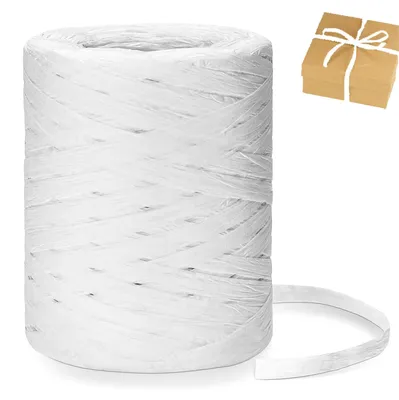 Produktbild von Naturbast Papierband - 200 m Raffia Bastband - Zum Basteln und Verpacken - Weiß