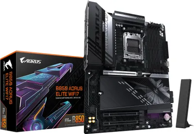 Produktbild von Gigabyte AORUS B850 ELITE WIFI7 - Motherboard - ATX - Socket AM5 - AMD B850 Chipsatz - USB-C 3.2 Gen 2x2, USB-C 3.2 Gen2, USB 3.2 Gen 2, USB 3.2 Gen 1 - Bluetooth, Wi-Fi 7, 2.5 Gigabit LAN - Onboard-Grafik (CPU erforderlich)