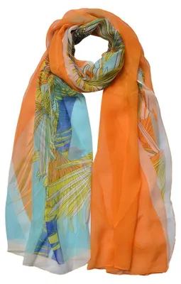 Produktbild von Clayre & Eef Gemusterter Damenschal 50x160 cm Orange Synthetisch