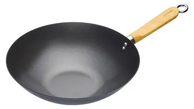 Obrázek produktu pro Wok World of Flavours na indukční a sklokeramickou desku, vhodný pro všechny zdroje tepla, s nepřilnavým povrchem, z uhlíkové oceli, 30 cm