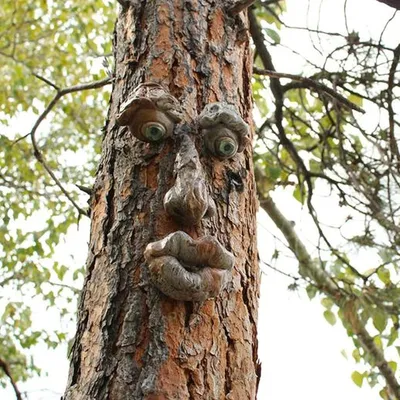 Produktbild von Famanu Gartenfigur Alte Mann Baum Gesicht - 3D Skulptur - Einzigartiges Gartenaccessoire