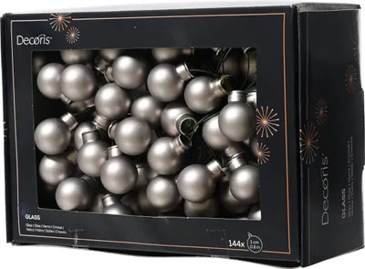 Produktbild von Weihnachtskugeln am Draht 2cm Glas 144 Stück - Zart Grau matt