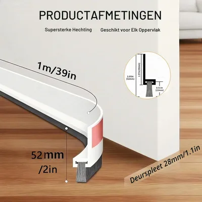 Produktbild von Türbürste Türdichtung Zugluftstopper - 100 cm - Grau - Für Türen und Fenster