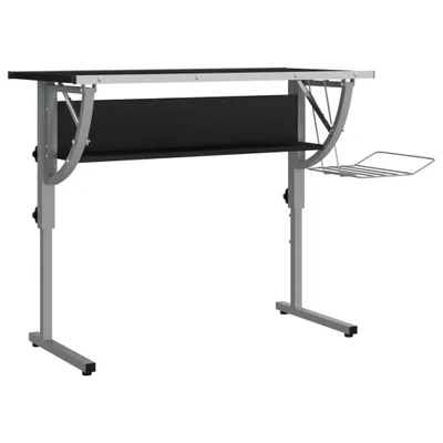 Produktbild von Basteltisch Schwarz & Grau 110x53x(58-87)cm Holzwerkstoff Stahl