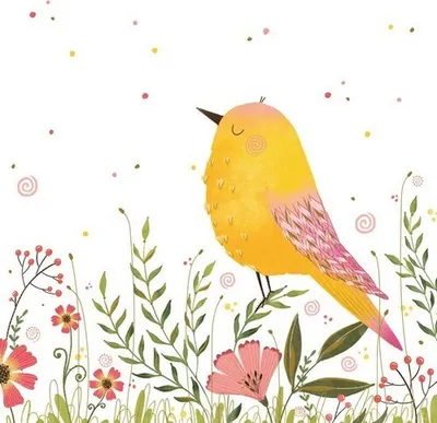 Produktbild von 20 Servietten Bird yellow - Gelber Vogel auf Wiese 33x33cm