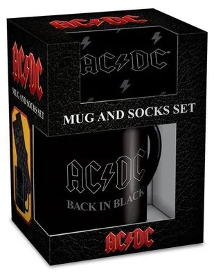 Productafbeelding van Pyramide met mok en sokken, AC/DC Back In Black, 315 ml, cadeauverpakking, zwart, EU 36-41, zwart, EU 36-41