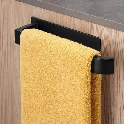 Obrázek produktu pro Držák na ručníky, samolepicí, nerezová ocel, černá matná barva, 24 cm
