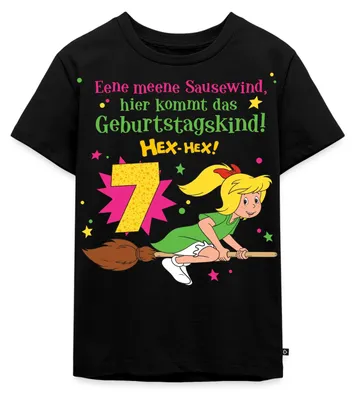Produktbild von Spreadshirt Bibi Blocksberg Geburtstagsdesign 7 Jahre Kinder Premium T-Shirt, 134/140 (8 Jahre), Schwarz