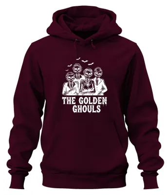 Productafbeelding van Golden Ghouls Halloween Skelett Oma Parodie, griezelige horror, uni hoodie, bordeauxrood, maat M