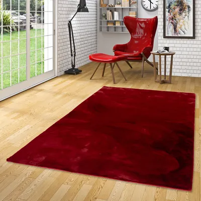 Produktbild von Luxus Super Soft Fellteppich Plush Rot, Größe:180x250 cm