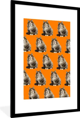 Produktbild von MuchoWow® MuchoWow® Gerahmtes Poster Tiere - Orange - Muster 60x90 cm - Poster mit zchwarzem Bilderrahmen - Dekoration - Wandposter Wohnzimmer - Hochwertig