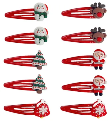 Produktbild von Rote Weihnachtshaarspangen für Mädchen, 10 Stück, 5,5 cm, Weihnachtshaarspangen für Kinder, Weihnachtshaarschmuck, Weihnachtsdekoration, Haaraccessoires, Geschenke für Kinder, Mädchen und Frauen