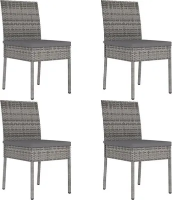 Produktbild von Gartenstühle 4er Set aus Poly Rattan in Grau