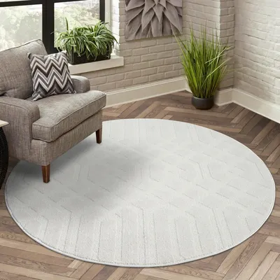 Produktbild von Niedrigflor Teppich, Creme 160 cm Rund