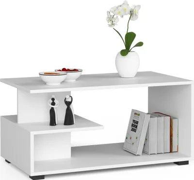Produktbild von Couchtisch AKORD PIN Kaffeetisch Weiß 90 cm B90 x H45 x T51 cm