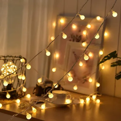Produktbild von Wasserdichte LED-Lichterkette für den Außenbereich, batteriebetrieben, 6 m lang, 40 warmweiße LEDs. Weihnachtsbeleuchtung für Kinderzimmer, Balkone, Partys und Dekorationen.