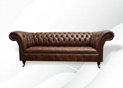 Immagine prodotto di Divano Chesterfield Divani imbottiti Divano classico in pelle a 3 posti Marrone