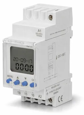 Imagen del producto de Temporizador digital LCD, 1 canal, 52 programas, para montaje en riel DIN
