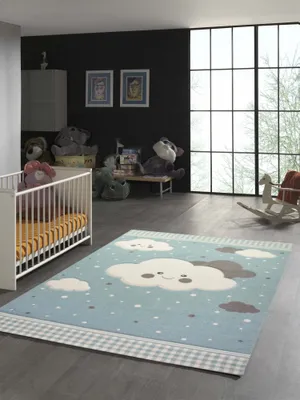 Produktbild von Teppich für Kinder mit Wolken in Blau Größe - 140 x 200 cm