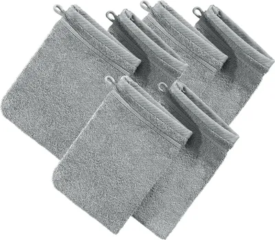Produktbild von Erwin Müller Waschhandschuh Heidelberg" 6er-Pack hellgrau 15x21 cm"