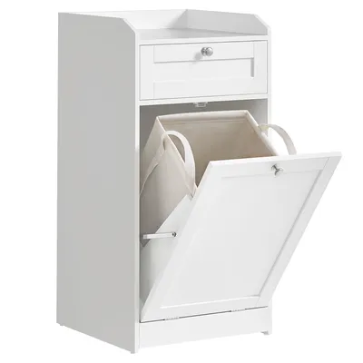 Produktbild von VASAGLE Badschrank mit Wäschekorb, Wäscheschrank, Badezimmerschrank mit 1 Schublade und 1 Wäschebox, herausnehmbare Innentasche mit Griffen