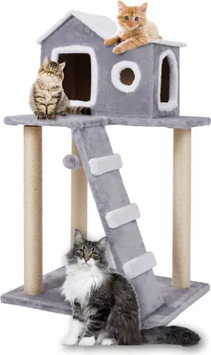 Produktbild von Ultiness Kratzbaum FILOU 100 cm hoch Kratzmöbel mit Kuschelhöhle, Leiter und Spielball 22361-10