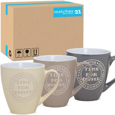 Produktbild von Große Kaffeetassen 24er Set einfarbig mit Spruch Coffee Time