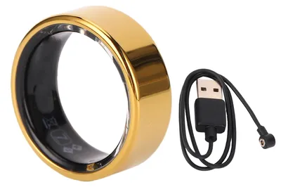Produktbild von Smart Health Ring, IP68, wasserdicht, Schlaf-Tracking, Schrittzähler, Gestensteuerung, Fitness-Tracker für Männer und Frauen, Gold, Typ 7