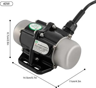 Produktbild von Vibrationsmotor Rüttelmotor - 40W 220V - 3000 U/min, 50Hz, IP65, 0,75 mm² Kabel, Kupferwicklung, Für Mörtelspritzen & kleine Vibrationssiebe - Schwarz
