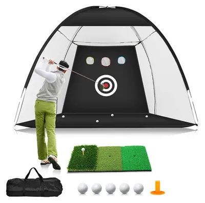 Produktbild von Trainingsnetz für Golf – Golfnetz 300 x 200 cm – 3-in-1 Golfmatte – Schwarz