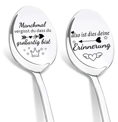 Productafbeelding van Koffielepels - Met gravure - Set van 2 - Zilverkleurig