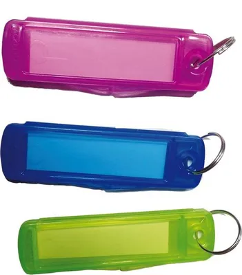 Produktbild von Kunststof-Schlüsselanhänger, Etikett-Sets, farbig, 3 Stück