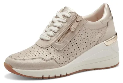 Produktbild von MARCO TOZZI Damen Wedge Sneaker mit Lederanteil Bequem, Gold (Platinum Comb), 39