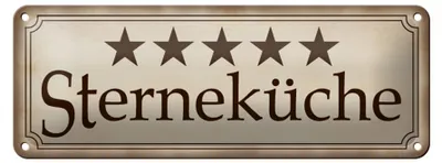 Produktbild von Blechschild  5 Sterne Küche, 27 x 10 cm, Blechschilder Spruch Küche Kochmütze